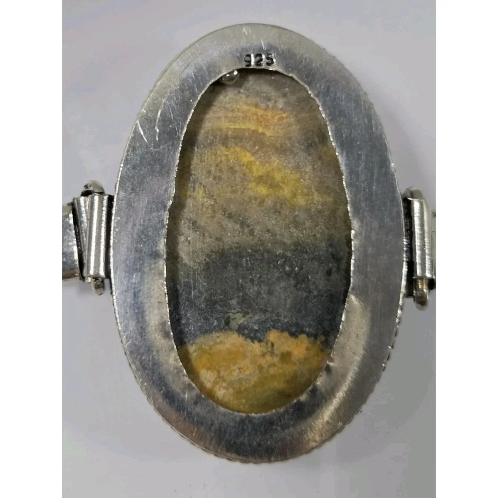 Natural Bumble Bee Jasper 925 Silver Chain Adjustable Bracelet Hand Made